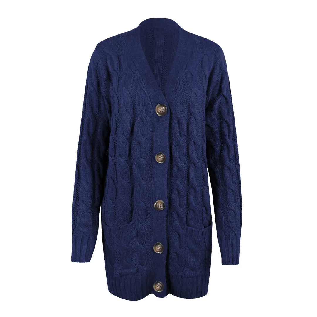 Damen Strickjacke schlanke Silhouette Langarm offen mit Knopfleiste 2