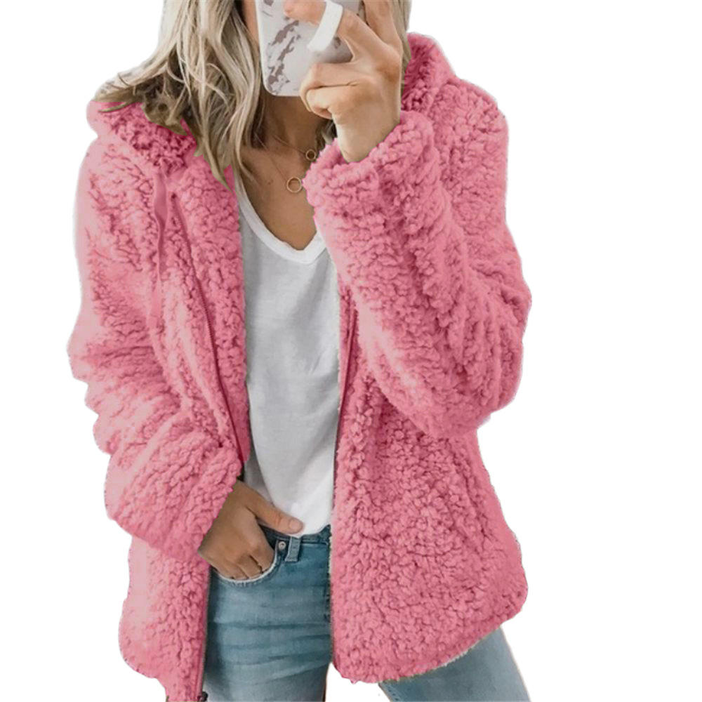 Teddyfleecejacke Damen Lang | Warme Fleecejacke mit Kapuze 0