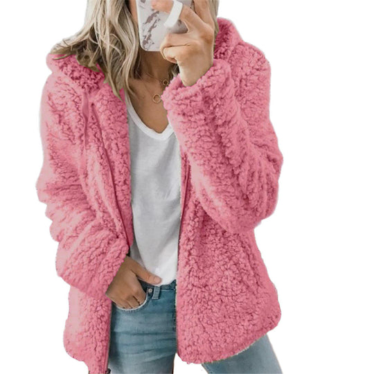 Teddyfleecejacke Damen Lang | Warme Fleecejacke mit Kapuze 0