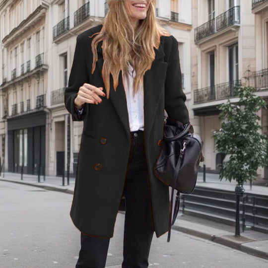 Damen Winterjacke Reverskragen taillierter Schnitt mit Knopfleiste