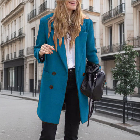 Damen Winterjacke Reverskragen taillierter Schnitt mit Knopfleiste