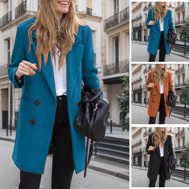 Damen Winterjacke Reverskragen taillierter Schnitt mit Knopfleiste