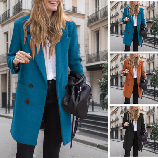 Damen Winterjacke Reverskragen taillierter Schnitt mit Knopfleiste