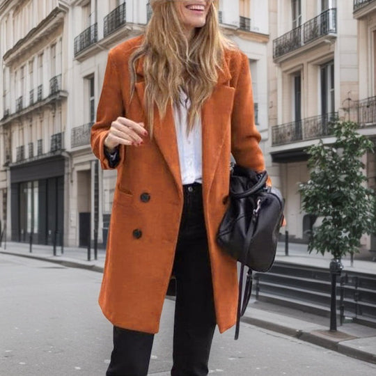 Damen Winterjacke Reverskragen taillierter Schnitt mit Knopfleiste