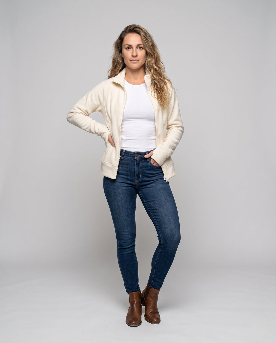 Damen Fleecejacke | Warme Freizeitjacke mit hohem Kragen 5