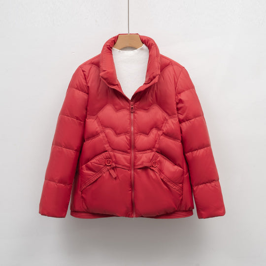 Damen Steppjacke mit hohem Kragen und Knopfdetails 0
