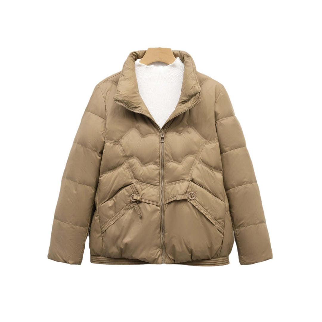 Damen Steppjacke mit hohem Kragen und Knopfdetails 2