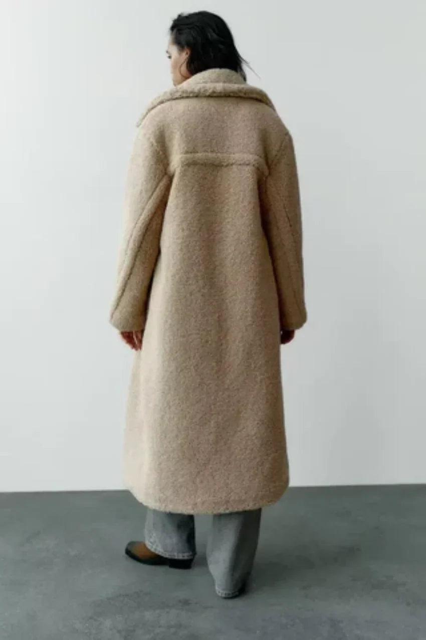 Damen Teddy Mantel Lang Warm Winterjacke 1