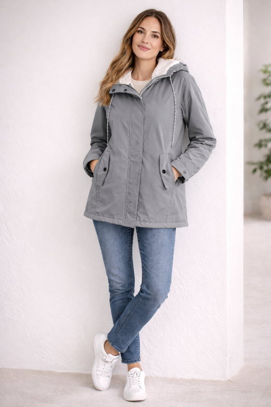 Damen Winterjacke mit Kapuze und wattierter Fütterung 5