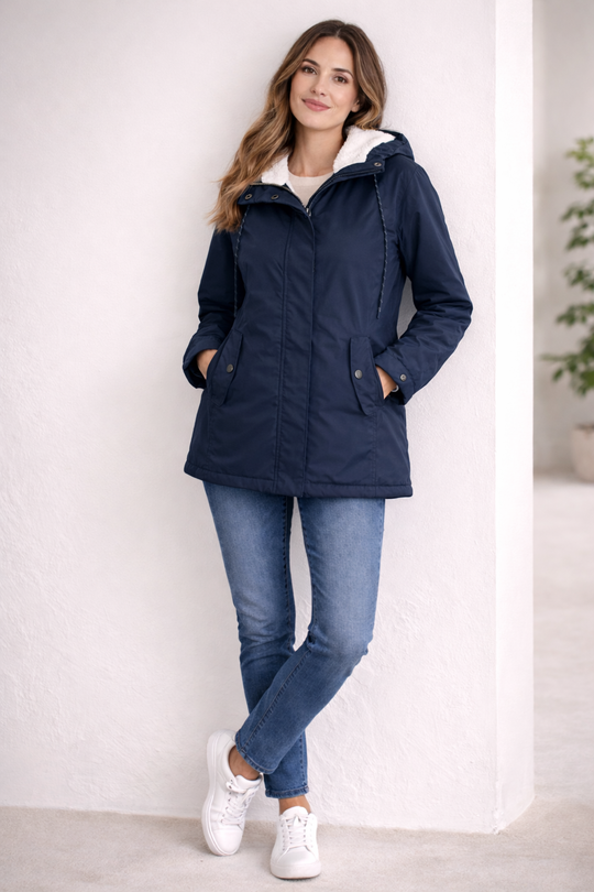 Damen Winterjacke mit Kapuze und wattierter Fütterung 6