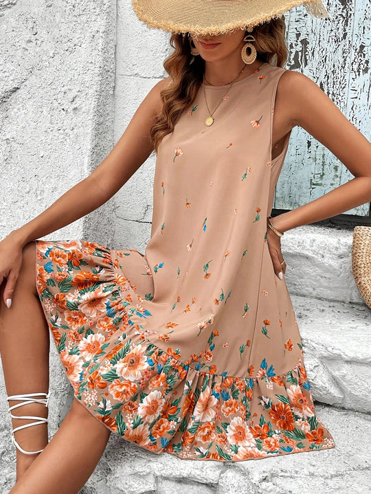 Dames Bloemetjes Mouwloos Mini Zomerjurkje - Helen
