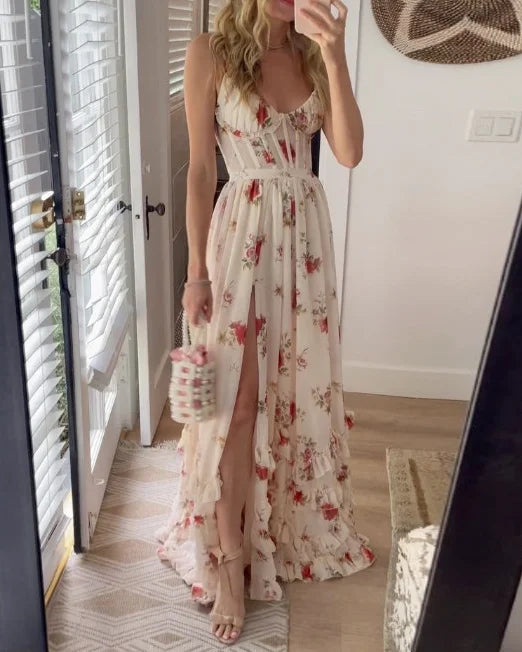 Dames Bloemige Maxi Zomerjurk - Eliza