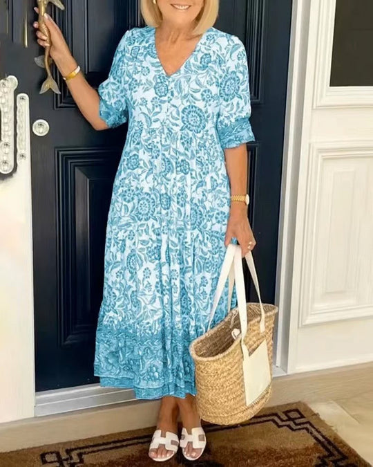 Dames Bloemige Maxi Zomerjurk - Louise