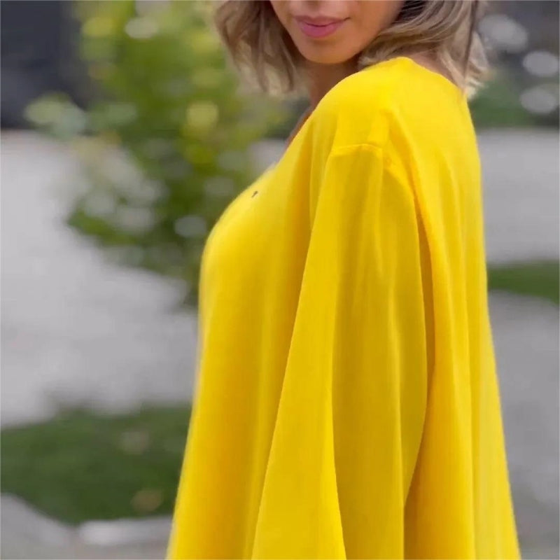 Dames Blouse V-hals | Verstelbare Rits & Dubbele Laag
