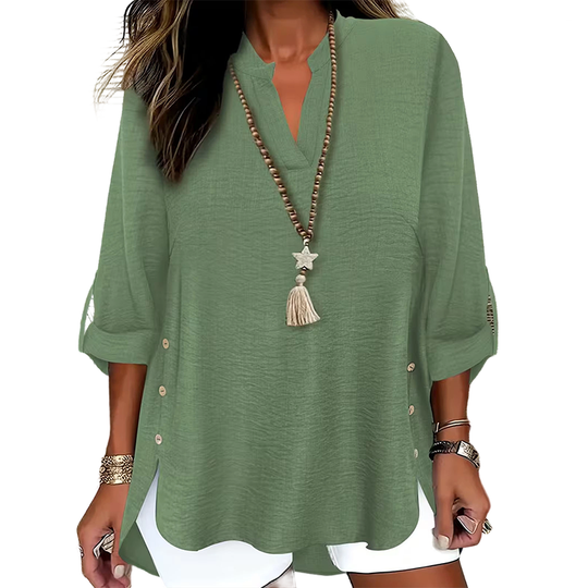 Dames Blouse | V-hals & Zijknopen