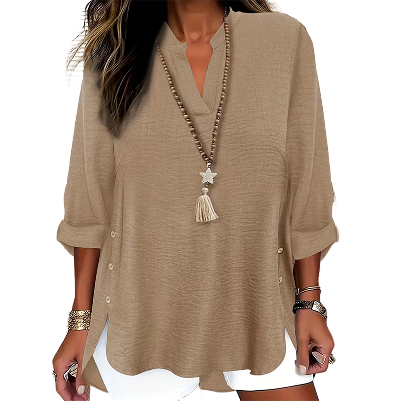 Dames Blouse | V-hals & Zijknopen