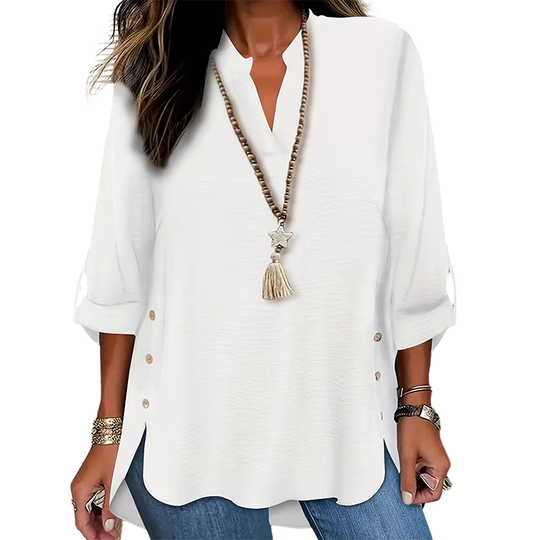 Dames Blouse | V-hals & Zijknopen
