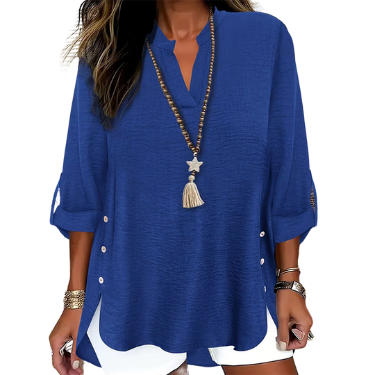 Dames Blouse | V-hals & Zijknopen
