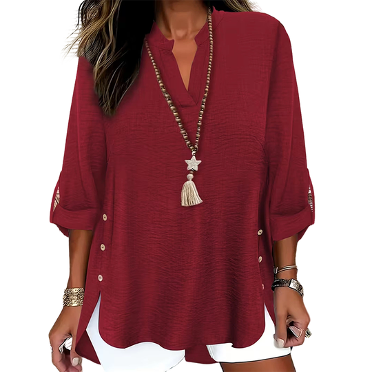Dames Blouse | V-hals & Zijknopen