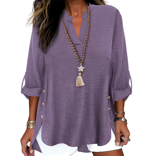 Dames Blouse | V-hals & Zijknopen