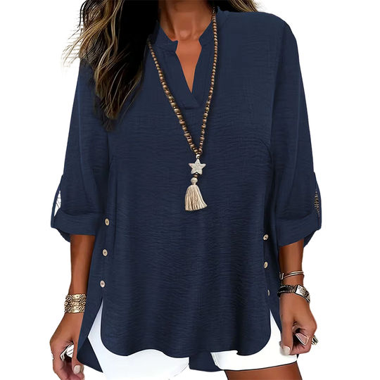 Dames Blouse | V-hals & Zijknopen