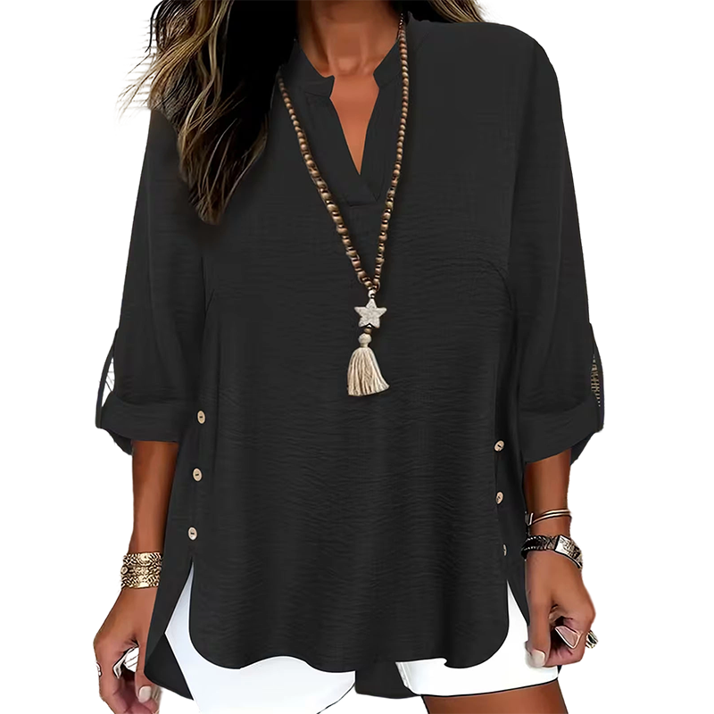 Dames Blouse | V-hals & Zijknopen