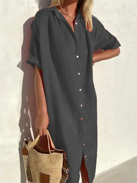 Dames Casual Midi Blouse Jurk - Annabelle