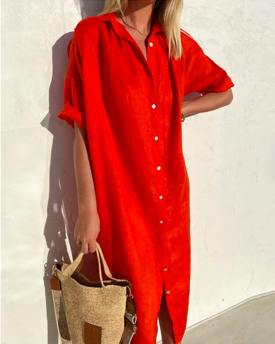 Dames Casual Midi Blouse Jurk - Annabelle