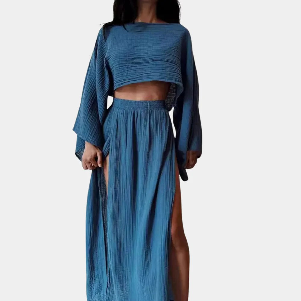 Dames Casual met hoge split rok set - Charlotte