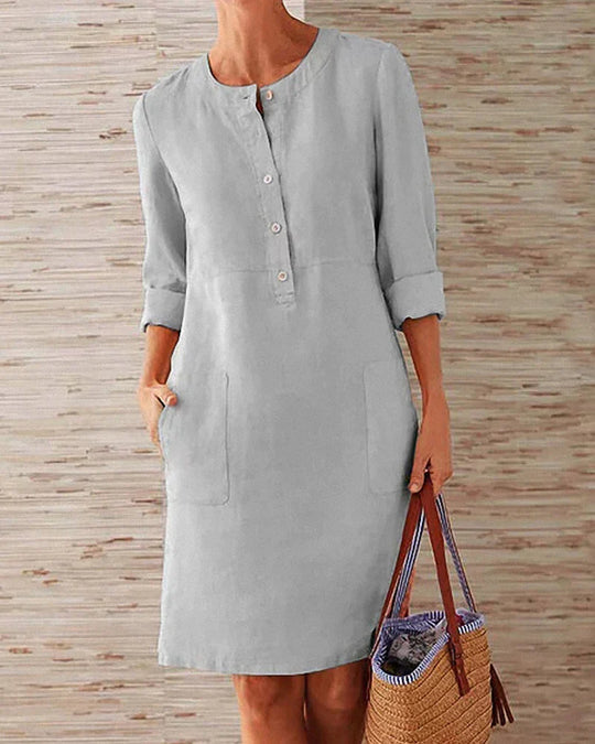 Dames Elegante Monochrome Stijl 3/4 Mouwen Mini Zomerjurk - Aurora