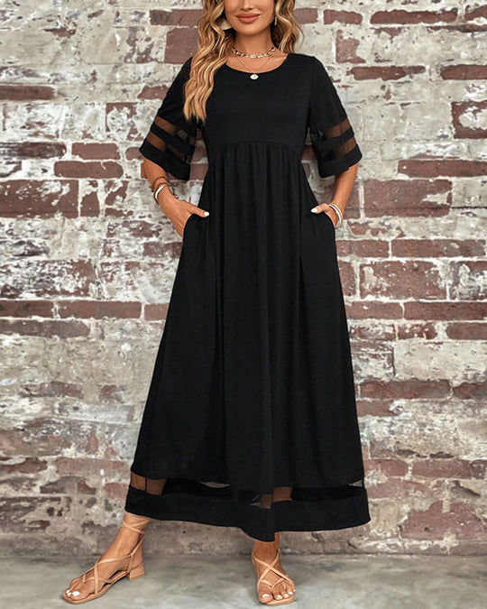 Dames Elegante Ronde Hals Tijdloos Ontwerp Midi Zomerjurk - Arya