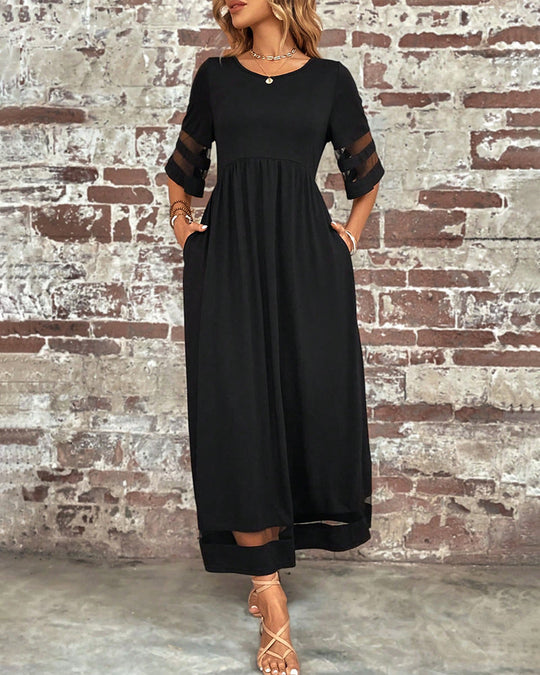 Dames Elegante Ronde Hals Tijdloos Ontwerp Midi Zomerjurk - Arya