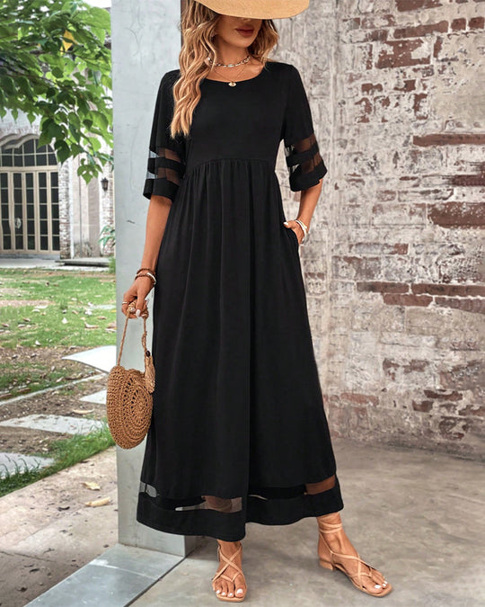 Dames Elegante Ronde Hals Tijdloos Ontwerp Midi Zomerjurk - Arya