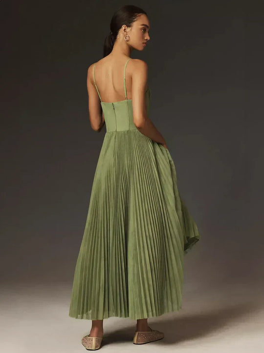 Dames Geplooid Midi Cocktail Jurk - Amanda