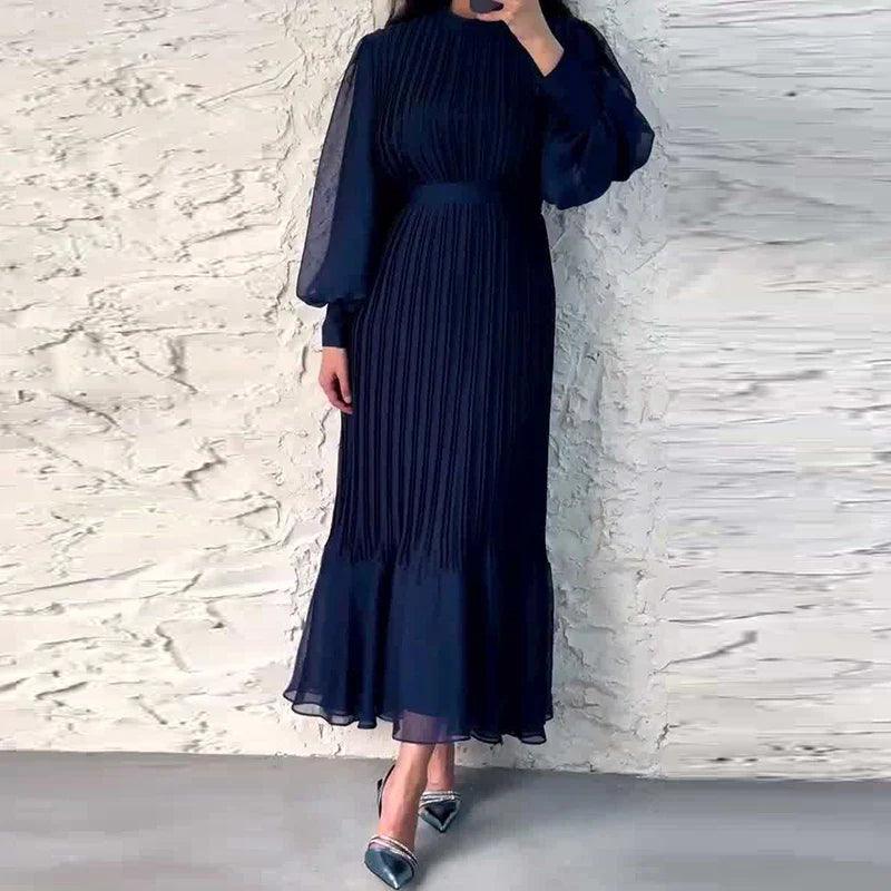 Dames Geplooide Midi Bruiloft Jurk - Adelina