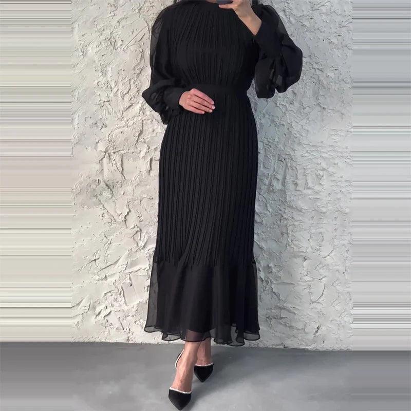 Dames Geplooide Midi Bruiloft Jurk - Adelina