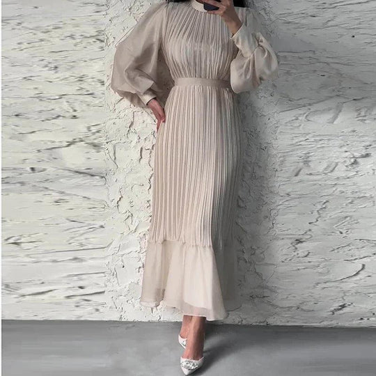 Dames Geplooide Midi Bruiloft Jurk - Adelina