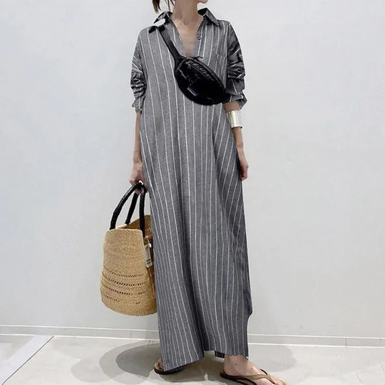 Dames Gestreepte Maxi Zomerjurk - Carmen