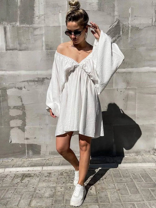 Dames Lange Mouwen Mini Zomerjurk - Sadie