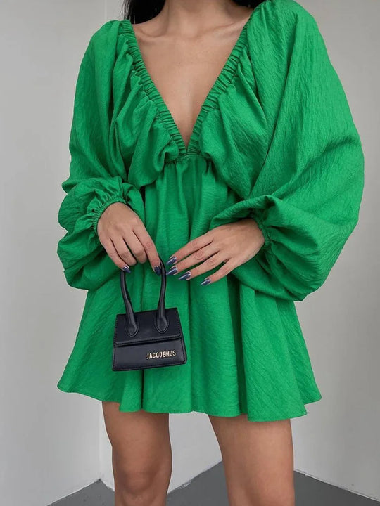 Dames Lange Mouwen Mini Zomerjurk - Sadie