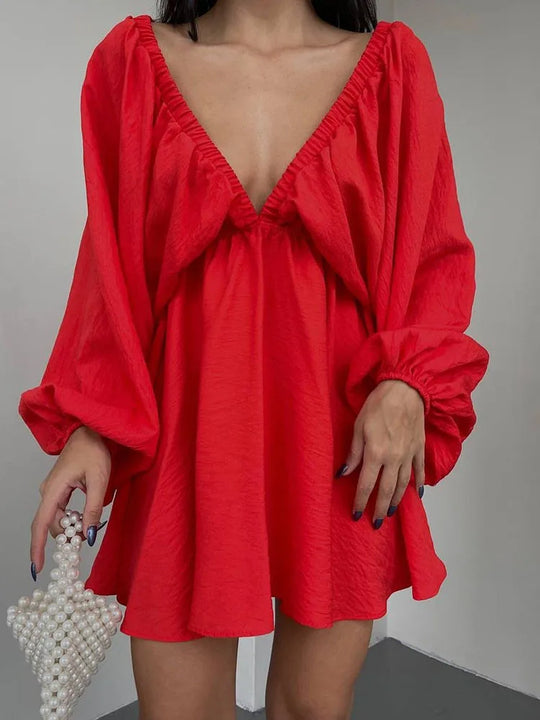Dames Lange Mouwen Mini Zomerjurk - Sadie