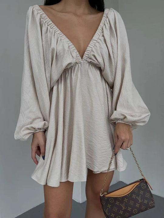 Dames Lange Mouwen Mini Zomerjurk - Sadie
