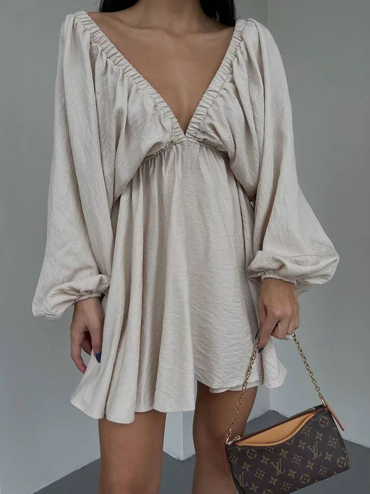 Dames Lange Mouwen Mini Zomerjurk - Sadie