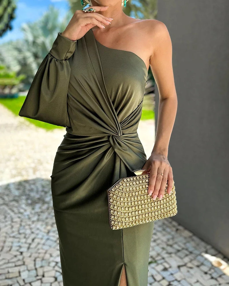 Dames Maxi Gala Jurk met één zijde mouwen - Amara