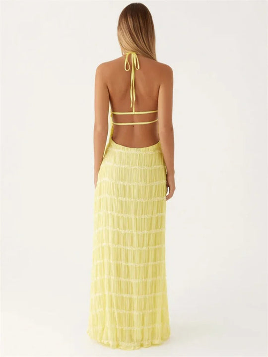 Dames Maxi Jurk | Halterhals & Open Rug