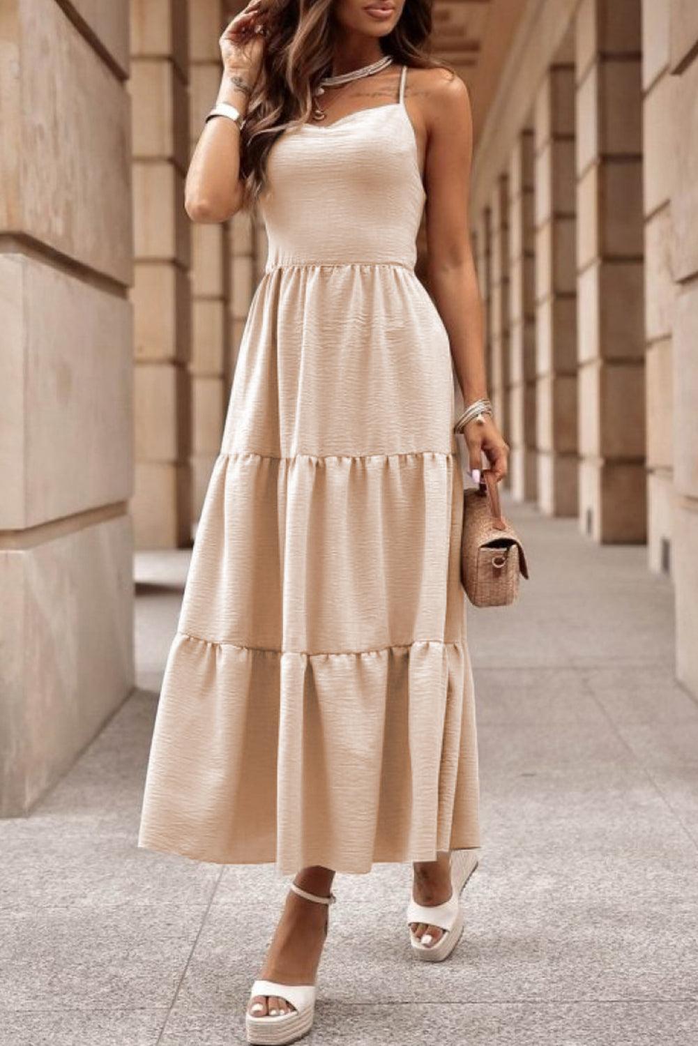 Dames Maxi Zomerjurk met Gekruiste Bandjes - Bella