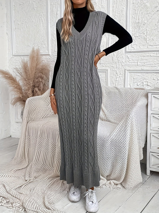 Dames Maxi jurk met kabelpatroon - Evelien