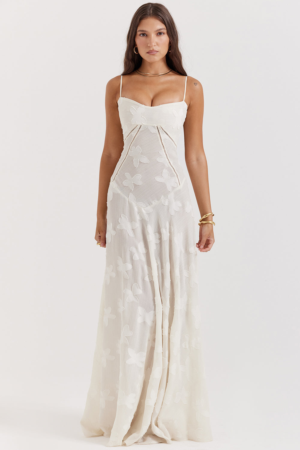 Dames Maxi zomerjurk met geborduurde bloemen - Jane
