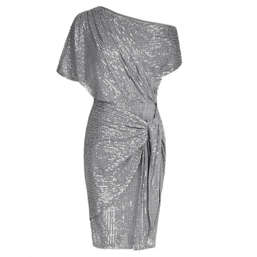 Dames Midi Feestjurk met Paillettenpatroon - Lexi