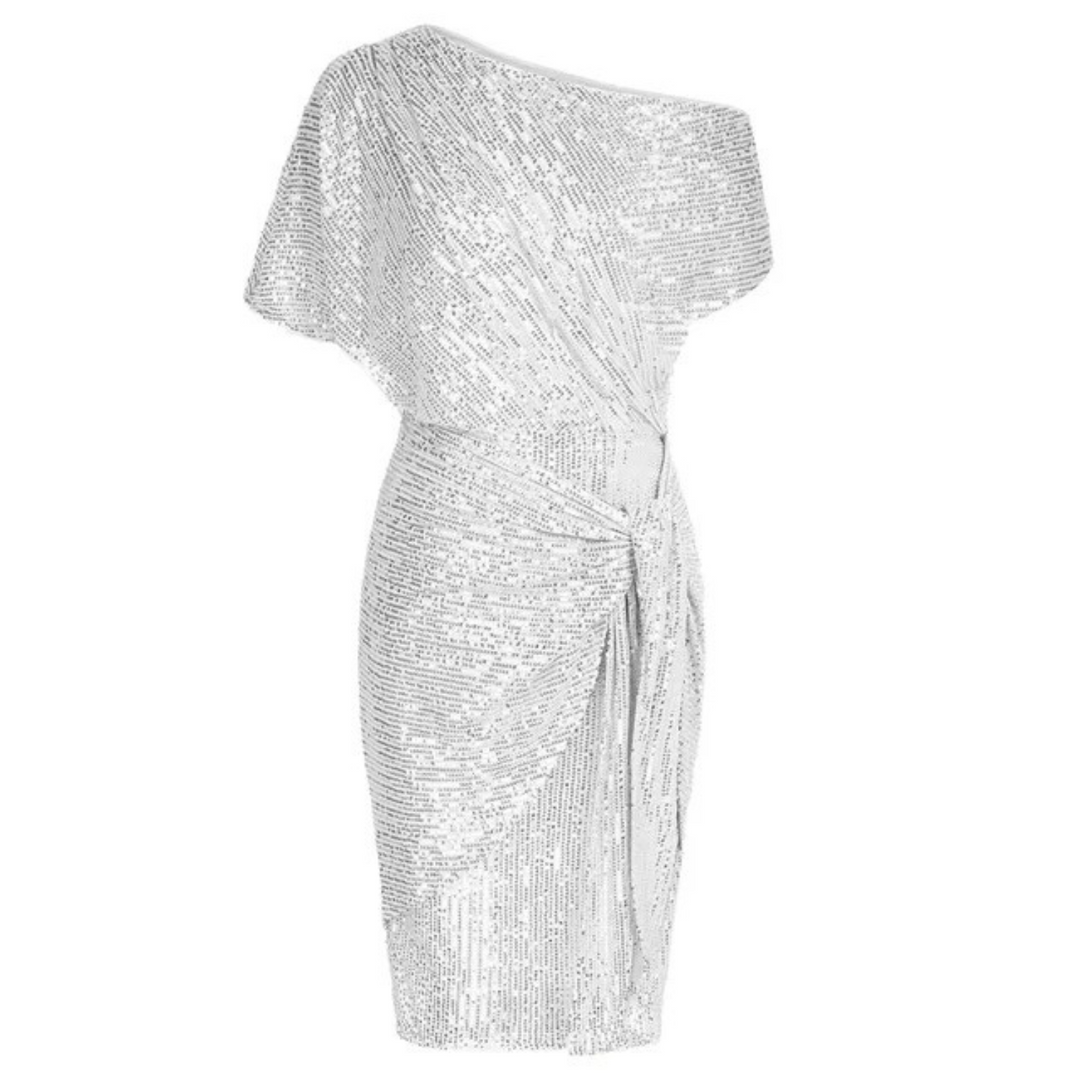 Dames Midi Feestjurk met Paillettenpatroon - Lexi